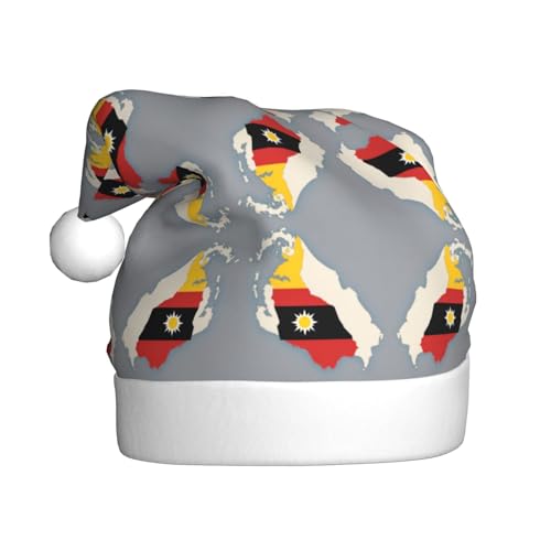 Kycvds Timor-Leste Standortkarte mit Sonnen-Weihnachtsmannmütze, Urlaub für Erwachsene, Unisex, Samt, Komfort, extra dicker Hut für Neujahr von Kycvds