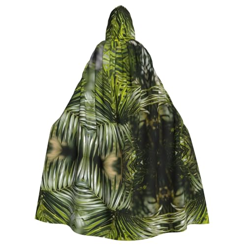 Kycvds Tropische Blume Palmenblätter Kostüm Erwachsene Umhang mit Kapuze Casual Kapuzenmantel Kapuzenmantel Kapuzenuniform von Kycvds