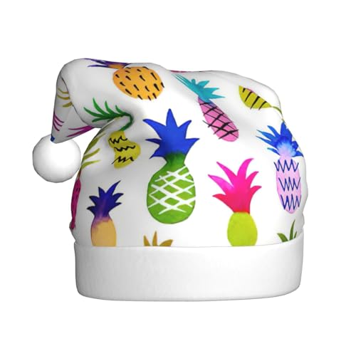 Kycvds Weihnachtsmannmütze mit Regenbogen-Ananas-Motiv, für Erwachsene, Unisex, Samt, Komfort, extra dick, für Neujahr Kycvds Weihnachtsmannmütze mit Regenbogen-Ananas-Motiv, für Erwachsene, Unisex, Samt, Komfort, extra dick, für Neujahr von Kycvds