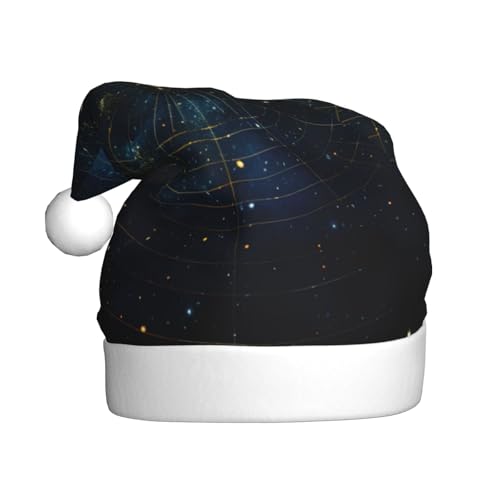 Kycvds Weihnachtsmütze mit Sternbild, Karte, Urlaub für Erwachsene, Unisex, Samt, Komfort, extra dicker Hut für Neujahr Kycvds Weihnachtsmütze mit Sternbild, Karte, Urlaub für Erwachsene, Unisex, Samt, Komfort, extra dicker Hut für Neujahr von Kycvds