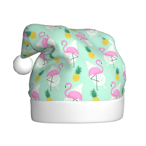 Kycvds Weihnachtsmütze mit pinkem Flamingo-Ananas, für Erwachsene, Unisex, Samt, Komfort, extra dick, für Neujahr Kycvds Weihnachtsmütze mit pinkem Flamingo-Ananas, für Erwachsene, Unisex, Samt, Komfort, extra dick, für Neujahr von Kycvds