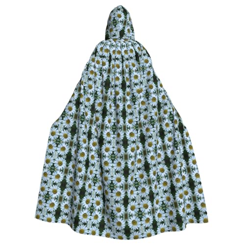 Kycvds Weißes Gänseblümchen-Kostüm für Erwachsene, Umhang mit Kapuze, lässiger Kapuzenmantel, Kapuzenmantel, Uniform von Kycvds
