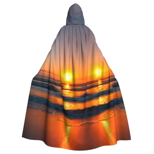 Kycvds Wunderschöner Sonnenaufgang Ozean-Kostüm für Erwachsene, Umhang mit Kapuze, lässiger Kapuzenmantel, Kapuzenmantel mit Kapuze von Kycvds