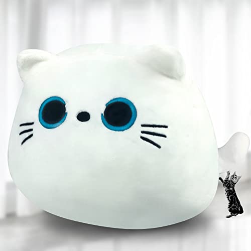 Kyduu Plüschtier Katze, Katze Plüschtier, Stofftier Kawaii Katze, Weiß Katzen Plüschtier, Plüschkissen Spielzeug, Kuscheltier Ausgestopftes Tier, Weighted plushie, Squishmallow katze, Cat plush (600g) von Kyduu