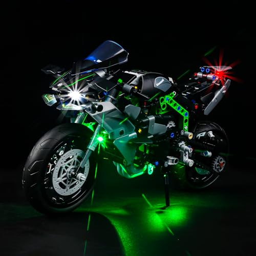 Kyglaring LED Beleuchtungsset für Lego Technic Kawasaki Ninja H2R Motorrad Spielzeug. Das Beleuchtungsset. Entworfen für Lego 42170 Sammelbaukasten. Sammlerstück Raum D Auto (Klassische Version) von Kyglaring