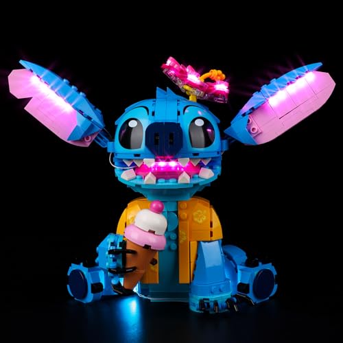 Kyglaring LED-Beleuchtungsset für Lego Disney Stitch Spielzeugbaukasten. Das Beleuchtungsset. Kompatibel mit Lego 43249; Disney-Figur des Filmhits Lilo und Stitch (Klassische Version) von Kyglaring