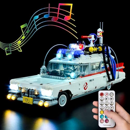 Kyglaring RC& Musikalisches LED-Licht-Set für Lego Icons Ghostbusters Ecto-1 Auto Baukasten, Das Beleuchtungsset entworfen für Lego 10274; Ideen Light Geschenke, Mehrere Versionen (RC Sound Version) von Kyglaring