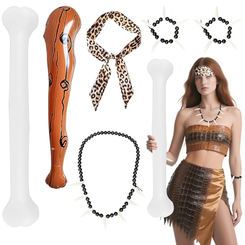 Kyndara 6-teiliges Höhlenmensch-Kostüm-Set, Steinzeit-Set Kyndara 6-teiliges Höhlenmensch-Kostüm-Set, Steinzeit-Set von Kyndara