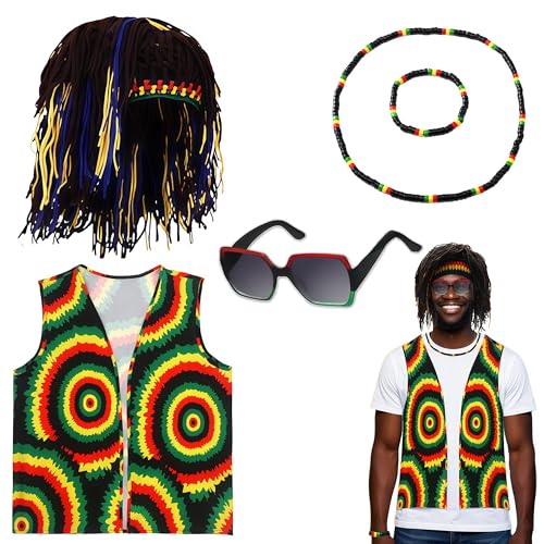 Kyndara Jamaikanisches Kostüm-Set, Reggae-Rasta-Set, 5-teilig Kyndara Jamaikanisches Kostüm-Set, Reggae-Rasta-Set, 5-teilig von Kyndara