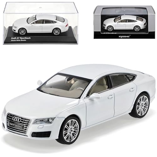 Kyosho A-U-D-I A7 4G Sportback Glacier Weiss Metallic Ab 2010 1/43 Modell Auto mit individiuellem Wunschkennzeichen von Kyosho