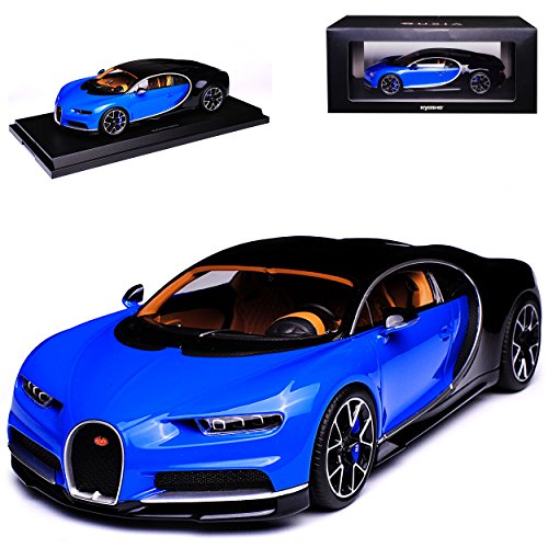 Kyosho Bugatti Chiron Coupe Blau mit Schwarz Ab 2016 1/18 Modell Auto von Kyosho