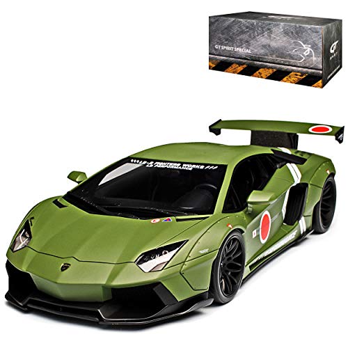 Kyosho Lamborgihini Aventador Coupe Kaki Grün LB Performance Liberty Walk Ab 2011 Nr GTS18502K 1/18 GT Spirit Modell Auto mit individiuellem Wunschkennzeichen von Kyosho