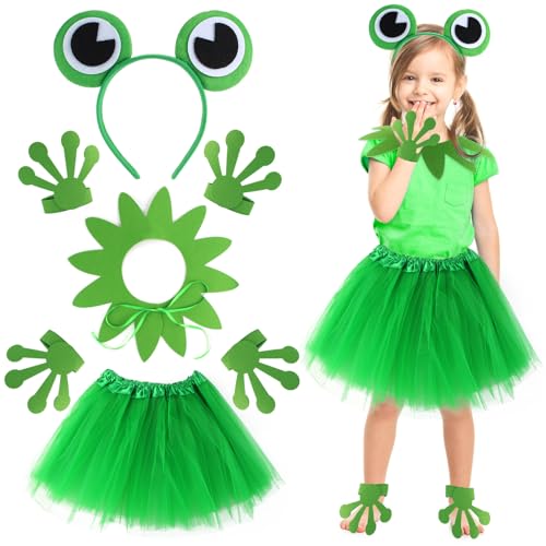 Kyson Frosch-Kostüm-Zubehör-Set, Grün, Frosch, Stirnband, Füße, Kragen, Tutu, Rock für Halloween, Tierparty, Set a Kyson Frosch-Kostüm-Zubehör-Set, Grün, Frosch, Stirnband, Füße, Kragen, Tutu, Rock für Halloween, Tierparty, Set a von Kyson