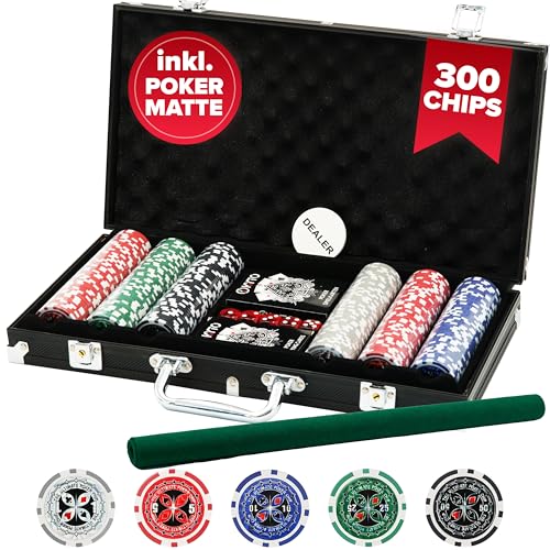 Kyto Pokerkoffer 300-tlg. Poker Set - Ideales Texas Holdem Set - Mit Koffer, Pokerchips, Pokerkarten und Pokermatte - Perfektes Pokerspiel für Profis und Anfänger im Cash Game und Turnier Poker Kyto Pokerkoffer 300-tlg. Poker Set - Ideales Texas Holdem Set - Mit Koffer, Pokerchips, Pokerkarten und Pokermatte - Perfektes Pokerspiel für Profis und Anfänger im Cash Game und Turnier Poker von Kyto