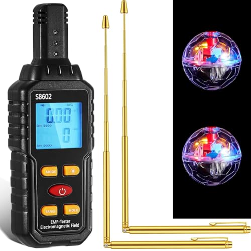 Kytxqikd 5-Teiliges Geisterjagd-Ausrüstungsset, 1 EMF-Strahlungsdetektor, 2 LED-Katzenkugeln, 2 Kupferschienenstangen Kytxqikd 5-Teiliges Geisterjagd-Ausrüstungsset, 1 EMF-Strahlungsdetektor, 2 LED-Katzenkugeln, 2 Kupferschienenstangen von Kytxqikd