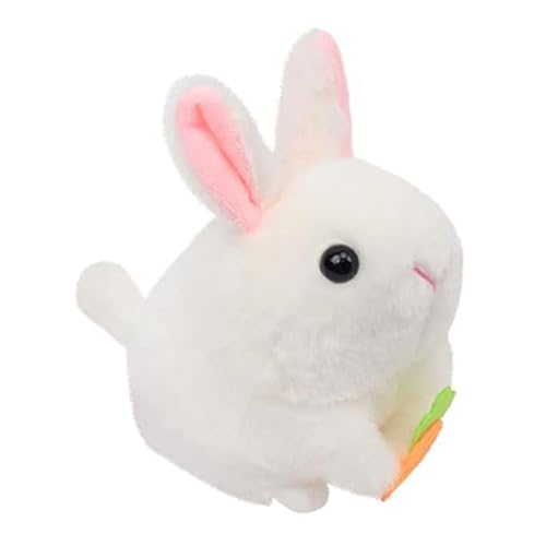 Kznifmk Ein Hase mit Schwanz, aus Plüsch, zum Aufziehen, mechanisch, interaktiv, drehbarer Schwanz, Plüschspielzeug, einfach zu bedienen von Kznifmk