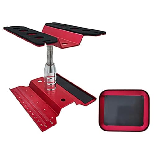 Kznifmk RC Auto Ständer Reparaturwerkstatt 360 Grad RC Reparatur Ständer Rotation Lift Lowerw/Schraubenablage für 1/10 1/8-4 SCX10 D90 Rot von Kznifmk