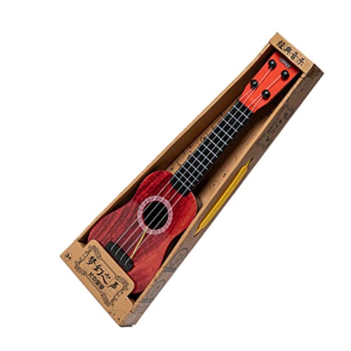 Kznifmk Simulationsmusikgitarre für Kinder, simuliertes Holzmaserungsgitarreninstrument, Mini-Viersaiten, kann für die frühe Bildung gespielt werden von Kznifmk