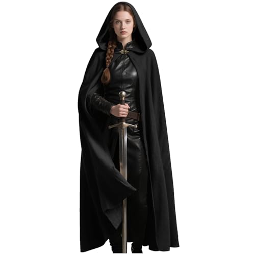 L'VOW Mittelalterlicher Umhang mit Kapuze Renaissance Umhang mit Kapuze Halloween Zauberer Cosplay Hobbit Kostüm, Schwarz, Einheitsgr��e L'VOW Mittelalterlicher Umhang mit Kapuze Renaissance Umhang mit Kapuze Halloween Zauberer Cosplay Hobbit Kostüm, Schwarz, Einheitsgr��e von L'VOW