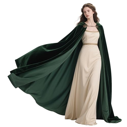 L'VOW Wikinger Kapuzenumhang Mittelalter Schwarz Umhang mit Kapuze Halloween Renaissance Umhang mit Kettenverschluss, Grün , Einheitsgröße L'VOW Wikinger Kapuzenumhang Mittelalter Schwarz Umhang mit Kapuze Halloween Renaissance Umhang mit Kettenverschluss, Grün , Einheitsgröße von L'VOW