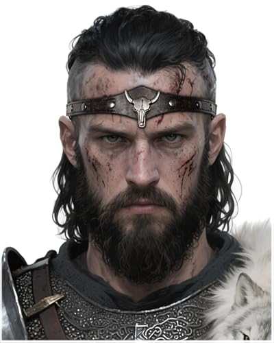 L'VOW Wikinger Leder Stirnband Verstellbar Mittelalter Kopfbedeckung LARP Kostüm Renaissance Pirat Cosplay Zubehör, S2-Silber, Einheitsgröße L'VOW Wikinger Leder Stirnband Verstellbar Mittelalter Kopfbedeckung LARP Kostüm Renaissance Pirat Cosplay Zubehör, S2-Silber, Einheitsgröße von L'VOW