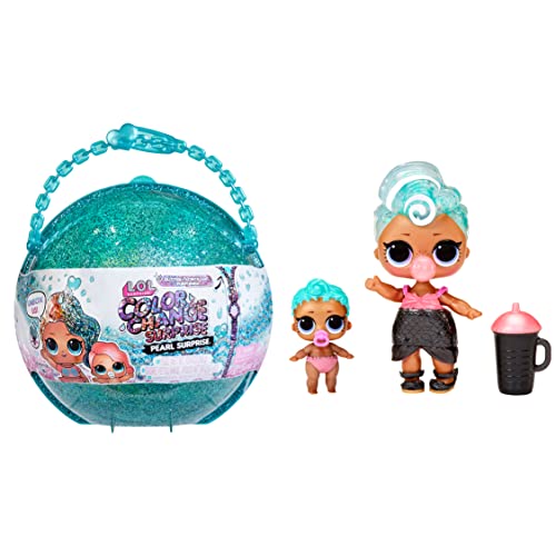 LOL Surprise Glitter Colour Change Pearl Surprise Puppe mit 6 Überraschungen - 1 Sammelpuppe & 1 Lil Sister Püppchen, Outfits, Accessoires & Sprudel-Muschel - Ab 4 Jahren von L.O.L. Surprise!