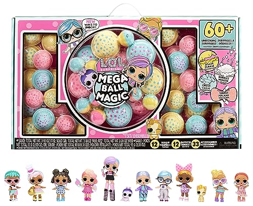 LOL Surprise Mega Ball Magic - 12 Sammelpuppen, 60+ Überraschungen, 4 Auspackerlebnisse - Squish Sand, Bubbles, Gel Crush, Shell Smash - Mix & Match-Mode - Toll für Mädchen + Jungen ab 3 Jahre von L.O.L. Surprise!