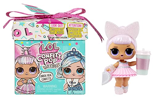 L.O.L. Surprise! Confetti Pop Birthday - Limited Edition Sammlerpuppe mit 8 Konfetti-Überraschungen - Mit Wasserüberraschung, Mode, Accessoires und Geschenktüte - Geschenk für Mädchen ab 4 Jahren von LOL SURPRISE