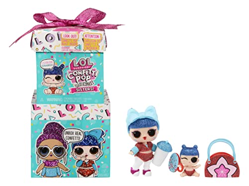 L.O.L. Surprise! Confetti Pop Birthday Sisters - Limited Edition Sammelpuppen in 2 Geschenkboxen mit 10 Konfetti-Überraschungen - Mit Wasserüberraschung, Mode, Accessoires und Geschenktüte, 4+ von L.O.L. Surprise!
