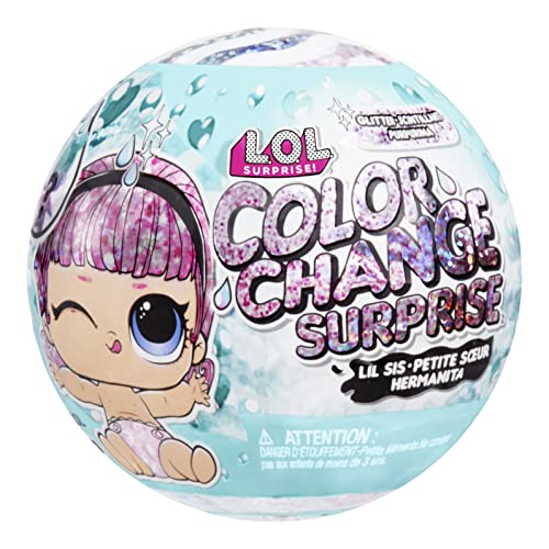 LOL Surprise Glitter Colour Change Lil Sis Puppe mit 5 Überraschungen - SORTIMENT - 1 Sammelpüppchen, Glitzerndes Outfit und Accessoires - Für Kinder ab 4 Jahren von L.O.L. Surprise!