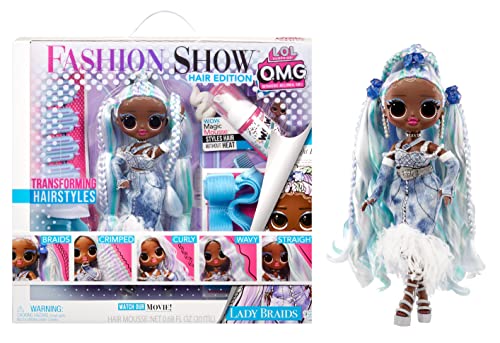 LOL Surprise OMG Fashion Show Hair Edition - LADY BRAIDS - 25 cm große Puppe mit mehreren Frisuren - Outfit, Styling-Werkzeug, Magic Mousse und mehr - Zum Sammeln - Für Kinder ab 4 Jahren von L.O.L. Surprise!