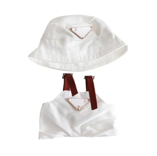 2-teiliges Outfit-Set aus Hut und Overall for 17 cm große Modepuppen – leicht zu tragen, verstellbare Träger, strapazierfähiger Stoff(Brown O) von LA BUBU