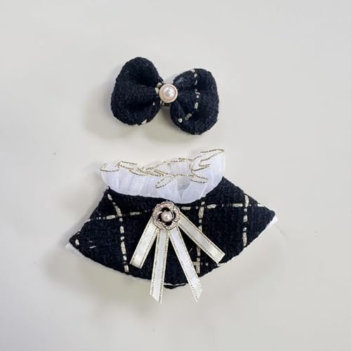 LA BUBU 17 Cm Puppenoutfit, 2-teiliges Set – Kopfbedeckung Und Schal Im Eleganten Schwarz-Weiß-Stil(White) von LA BUBU