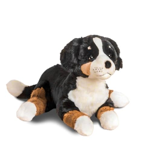 LA PELUCHERIE - Plüschtier Ferdinand Hund liegend 60 cm – Schwarz – Handgenäht – französische Marke von LA PELUCHERIE