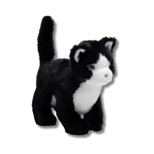 LA PELUCHERIE - Plüschtier Katze Gustave – 26 cm – Schwarz & Weiß – Handgenäht – französische Marke von LA PELUCHERIE