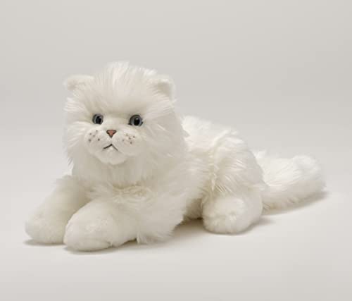La Pelucherie - Plüschtier Katze Oscar, länglich, 30 cm – Weiß – Plüschtiere handgefertigt – handgenäht – französische Marke von La Pelucherie