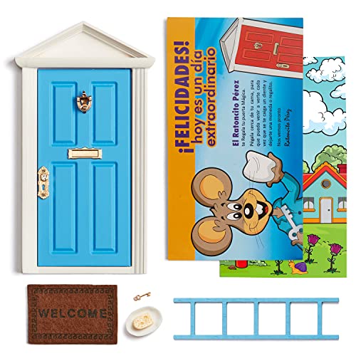 LA PUERTA MÁGICA Ratoncito Pérez Magische Tür Inkl. Grußkarte Zahnfee (SPANISCHE Version) milchzahndose Geschenk für Kinder Die Zahnfee Zimmer Wanddekoration Junge Mädchen von LA PUERTA MÁGICA