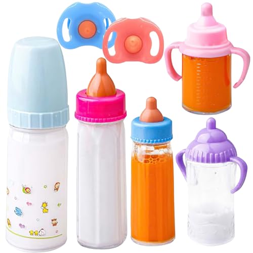 Babypuppenflaschenzubehör Set, 7pcs Babypuppenflaschen mit Schnuller, magische Spielzeugbabyflaschen für Puppen mit verschwundenem Milchflaschensimulation Babypuppenzubehör für Mädchen Babypuppenflaschenzubehör Set, 7pcs Babypuppenflaschen mit Schnuller, magische Spielzeugbabyflaschen für Puppen mit verschwundenem Milchflaschensimulation Babypuppenzubehör für Mädchen von LAANCOO