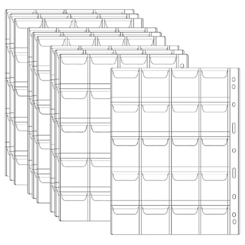 LAANCOO 10 Blättermünzenhülsen, Eva Clear Münzhalter-Münzbindemittel-Blätter mit Taschen, die mit Münzsammlung von 4-Ring-Sammeln kompatibel sind LAANCOO 10 Blättermünzenhülsen, Eva Clear Münzhalter-Münzbindemittel-Blätter mit Taschen, die mit Münzsammlung von 4-Ring-Sammeln kompatibel sind von LAANCOO