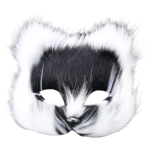 LAANCOO Fox Maske, Therian Fox Mask halbe Gesicht atmungsaktiv für Cosplay -Kostüm Maskerade Party Halloween weiche pelzige leichte schwarze weiße, pelzig LAANCOO Fox Maske, Therian Fox Mask halbe Gesicht atmungsaktiv für Cosplay -Kostüm Maskerade Party Halloween weiche pelzige leichte schwarze weiße, pelzig von LAANCOO