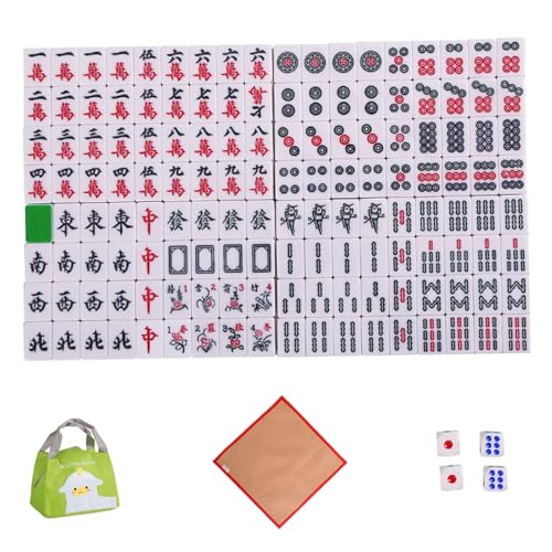 LAANCOO Mahjong Set, 144pcs Mini Mahjong Game Set, 1 '' Reisegröße Mahjong -Karten 2023, tragbare und leichte Mahjong -Fliesen -Sets mit 4 Würfel, Tischtuch und Aufbewahrungstasche, Mahjo von LAANCOO