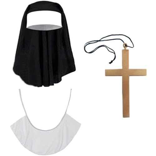 LAANCOO Nonne Kostümfrau, Nonne Kostümzubehör Set, Nonne -Outfit mit Nonne Kopfstück, Nonne Kragen & Kreuzanhänger Halskette Damenkleid Kostüme für Cosplay -Vorräte, Nonne Kopfstück LAANCOO Nonne Kostümfrau, Nonne Kostümzubehör Set, Nonne -Outfit mit Nonne Kopfstück, Nonne Kragen & Kreuzanhänger Halskette Damenkleid Kostüme für Cosplay -Vorräte, Nonne Kopfstück von LAANCOO