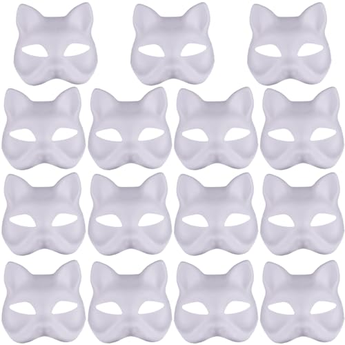 LAANCOO Therian Maske, 15pcs Katzenmaske weiße Halbfuchsmaske DIY DIY Lackierbar Leere Maskerade -Masken mit elastischer Band Animal Face Mask für Cosplay -Party, Therian LAANCOO Therian Maske, 15pcs Katzenmaske weiße Halbfuchsmaske DIY DIY Lackierbar Leere Maskerade -Masken mit elastischer Band Animal Face Mask für Cosplay -Party, Therian von LAANCOO