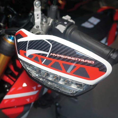 labelbike - 3D Harz Aufkleber Dekorationen und Schutz für Motorradhandschützer kompatibel mit Ducati Hypermotard 950 SP 2019-2024 - Farbe Carbonrot labelbike - 3D Harz Aufkleber Dekorationen und Schutz für Motorradhandschützer kompatibel mit Ducati Hypermotard 950 SP 2019-2024 - Farbe Carbonrot von LABELBIKE