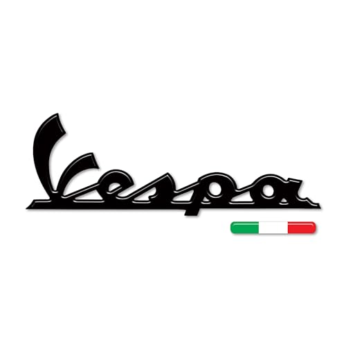 labelbike - 3D Harzaufkleber Schwarze Vespa-Schriftzug italienische Flagge kompatibel mit Piaggio labelbike - 3D Harzaufkleber Schwarze Vespa-Schriftzug italienische Flagge kompatibel mit Piaggio von LABELBIKE