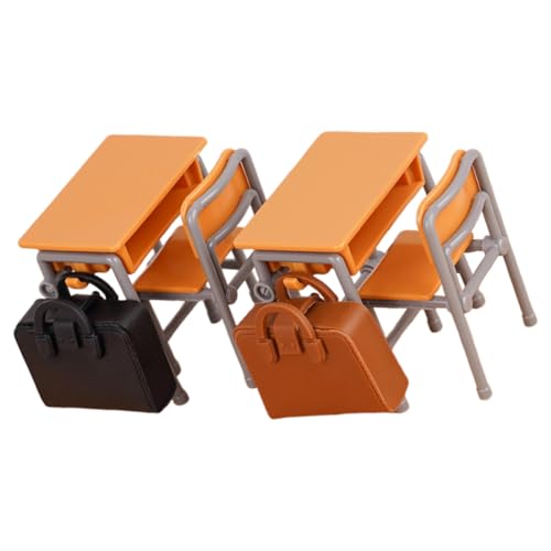 LABRIMP 1 Satz Miniatur Puppenhaus Schreibtisch und Stuhl Realistische Klassenzimmermöbel mit Zwei Stühlen und Zwei Schulrucksäcken für Puppenhaus Dekoration und Sammlerbedarf LABRIMP 1 Satz Miniatur Puppenhaus Schreibtisch und Stuhl Realistische Klassenzimmermöbel mit Zwei Stühlen und Zwei Schulrucksäcken für Puppenhaus Dekoration und Sammlerbedarf von LABRIMP