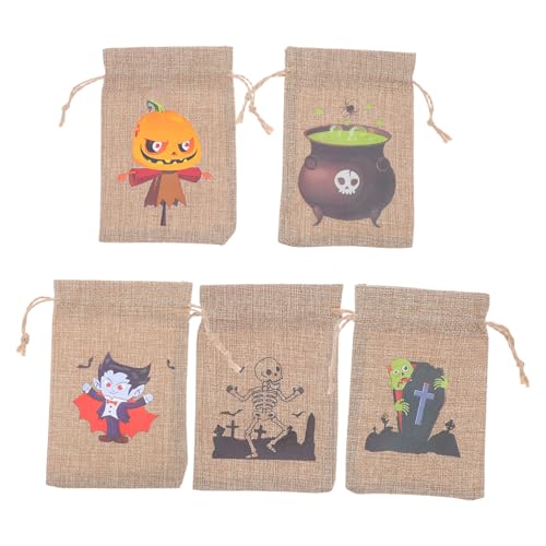 LABRIMP 10 Stück Halloween Zugbeutel aus Robustem Jutestoff Wiederverwendbare Süßigkeitenbeutel mit Klassischem Halloween Praktische Zugkordel für Partygeschenke und Trick Treating LABRIMP 10 Stück Halloween Zugbeutel aus Robustem Jutestoff Wiederverwendbare Süßigkeitenbeutel mit Klassischem Halloween Praktische Zugkordel für Partygeschenke und Trick Treating von LABRIMP