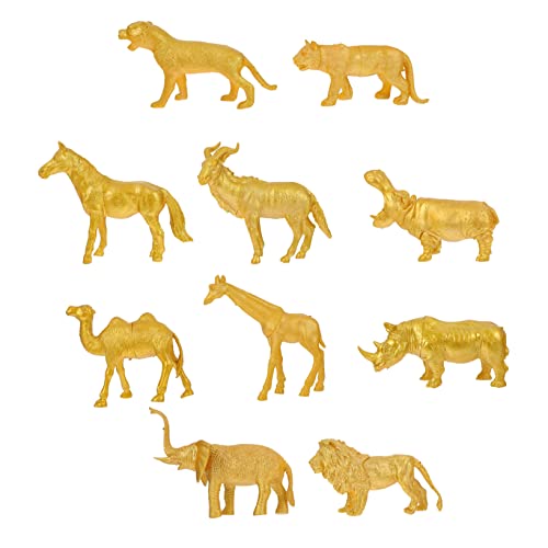LABRIMP 10 Stück Simulation Tiermodell Realistische Tierfigur Kinderspielzeug Mini Tiere Realistisches Tierspielzeug Tier Wildtierfigur Tierfigur Goldenes PVC von LABRIMP