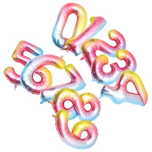 LABRIMP 10 Stück Teiliges Aluminium Folien Zahlenballons für Geburtstagsfeiern Dekorative Luftballons Silber und Gold für und Außendekoration von LABRIMP