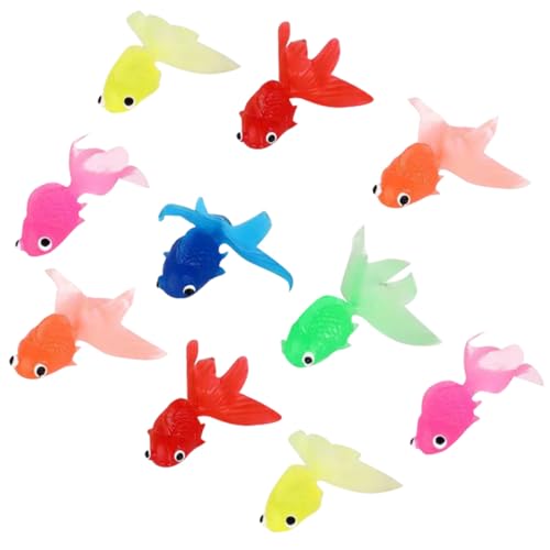 LABRIMP 10 Stück Teiliges Künstliche Goldfische Realistische Schwimmende Zierfische aus Umweltfreundlichem TPR Material Lebensechte Aquarium Dekoration für Fischbecken Bunte Farbmischung von LABRIMP